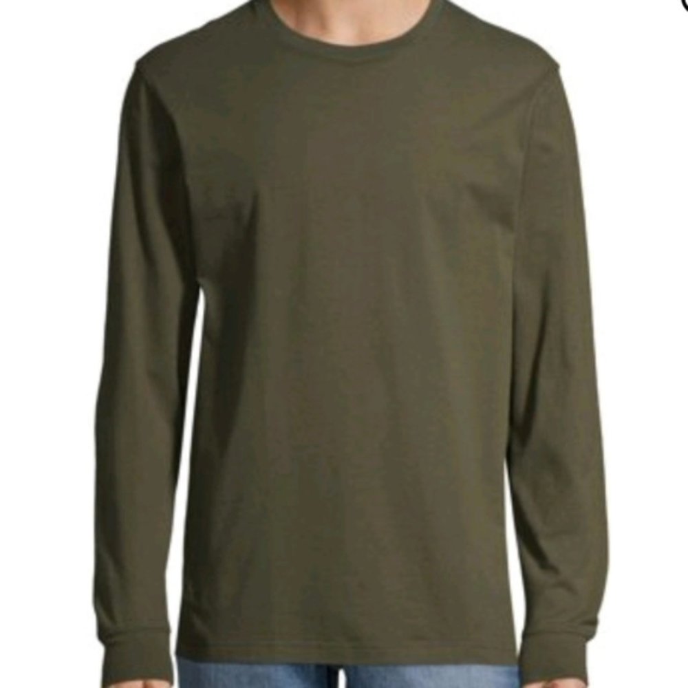 George brand - long sleeve crew tee - Khaki & white